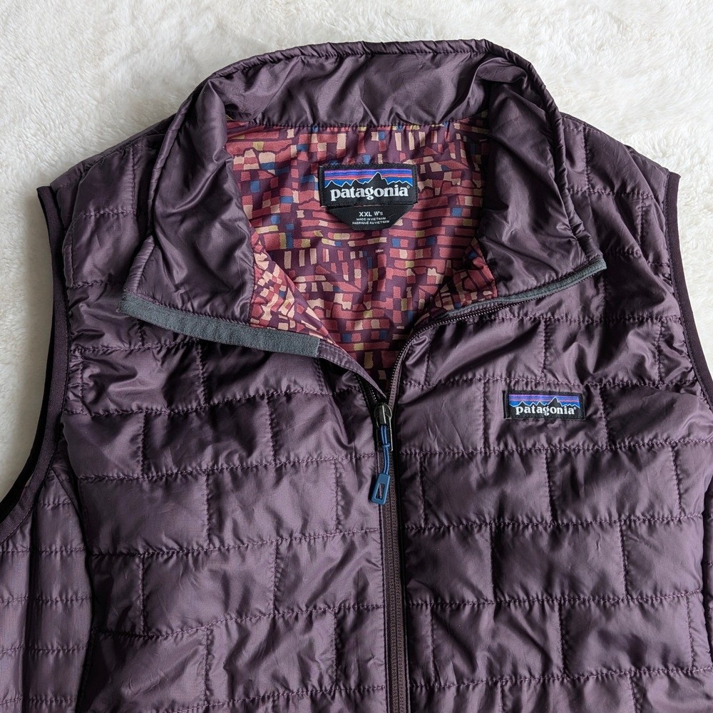 Patagonia Nano Puff Vest Womens XXL Purple Quilted Insulated Full Zip Puffer - Picture 5 of 11